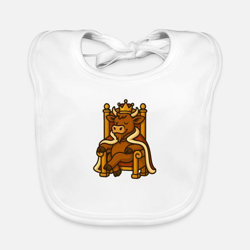Cow with crown on throne Organic Baby Bibs