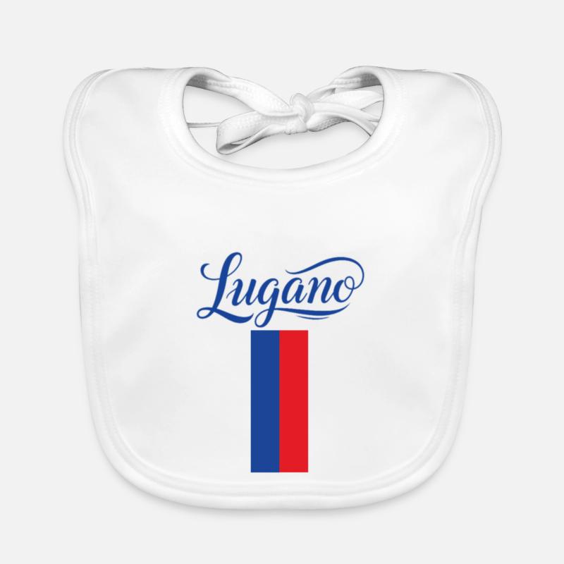 Drapeau de la ville de Lugano au design élégant Bavoir bio Bébé