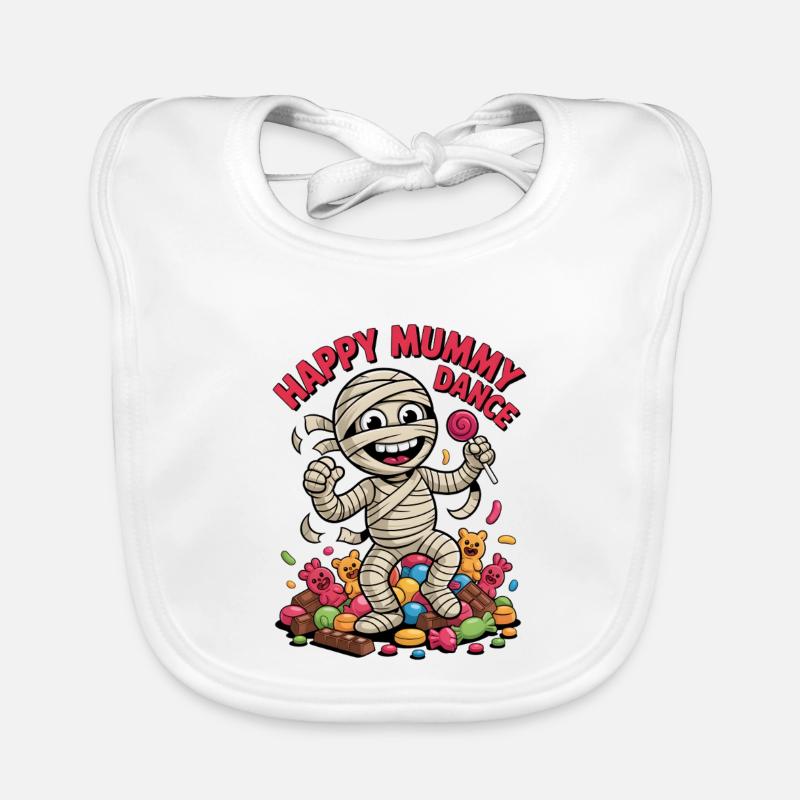 Cheerful Mummy Dancer on Candy Background Organic Baby Bibs