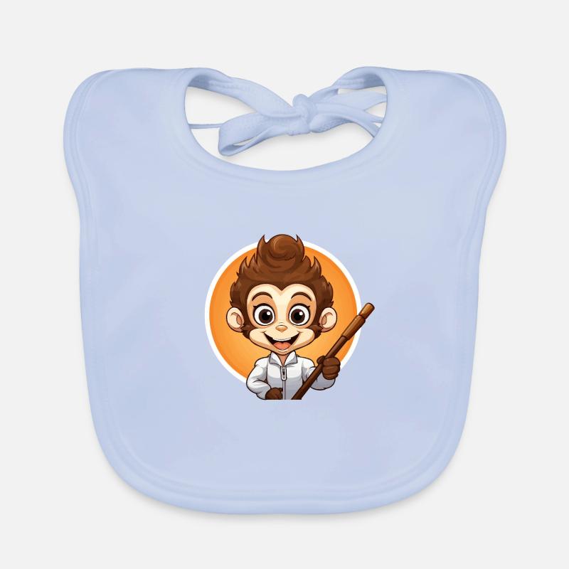 Monkey Selfie Stick Organic Baby Bibs