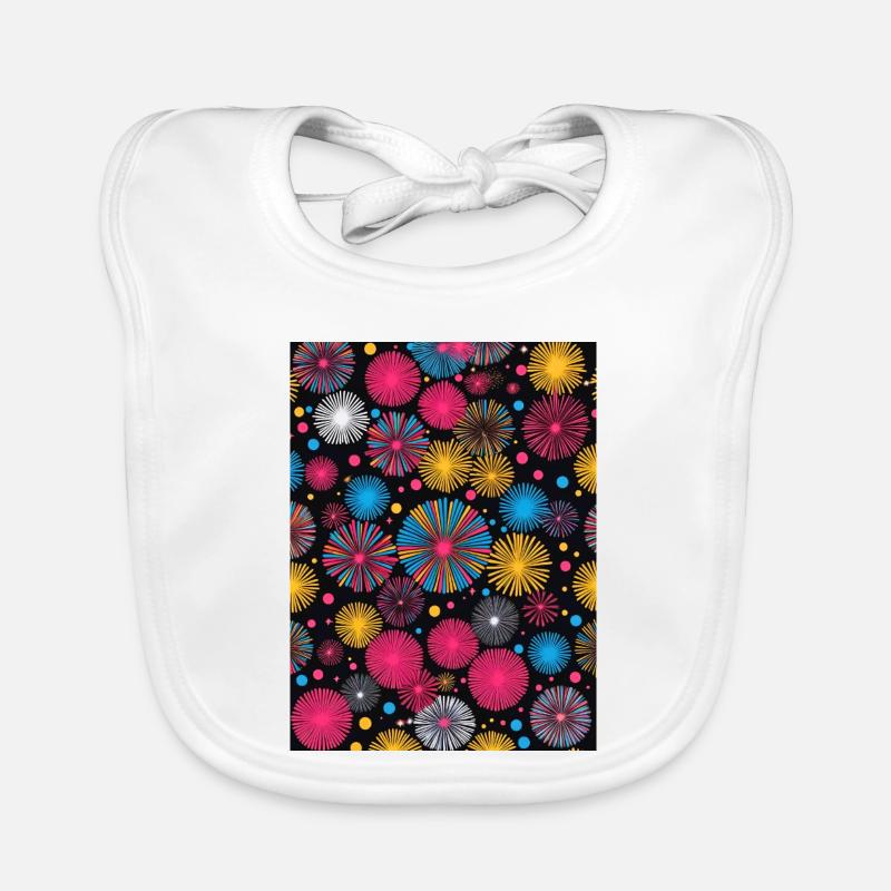 Colorful fireworks on black background Organic Baby Bibs