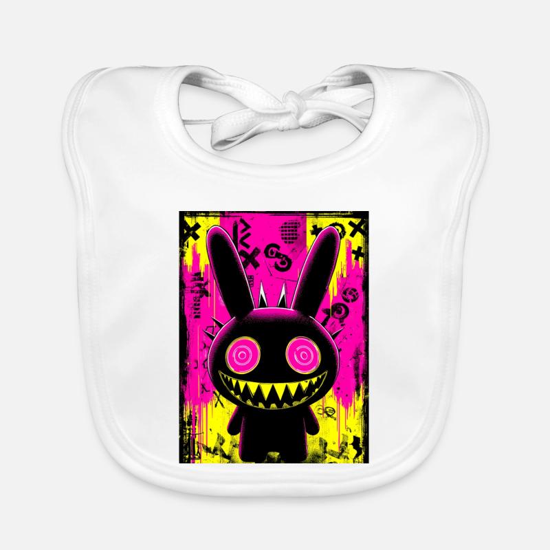 Retro Neon Bunny Organic Baby Bibs