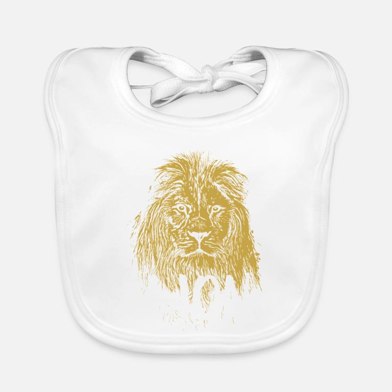 Modern calligraphy lion illustration Organic Baby Bibs