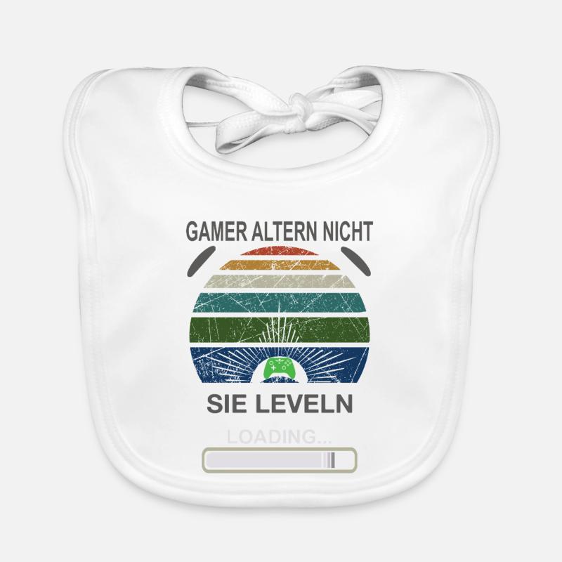 Gamer Leveling Loading Retro Sunburst Organic Baby Bibs