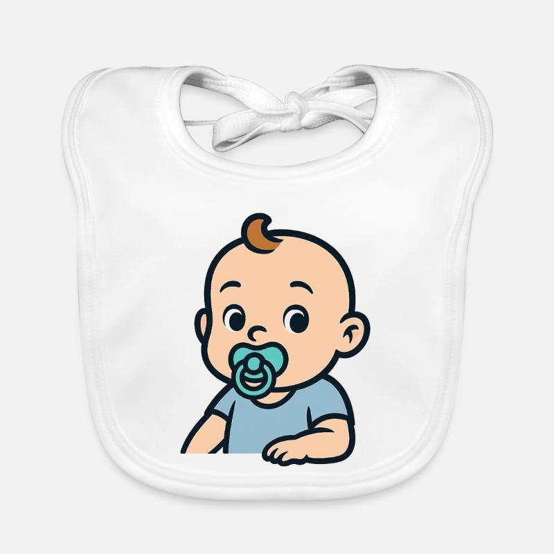 Bébé mignon avec sucette, dessin animé Bavoir bio Bébé