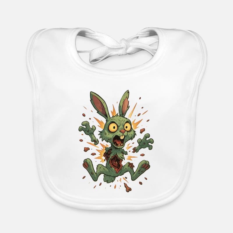 Lapin zombie explosif cartoon Bavoir bio Bébé