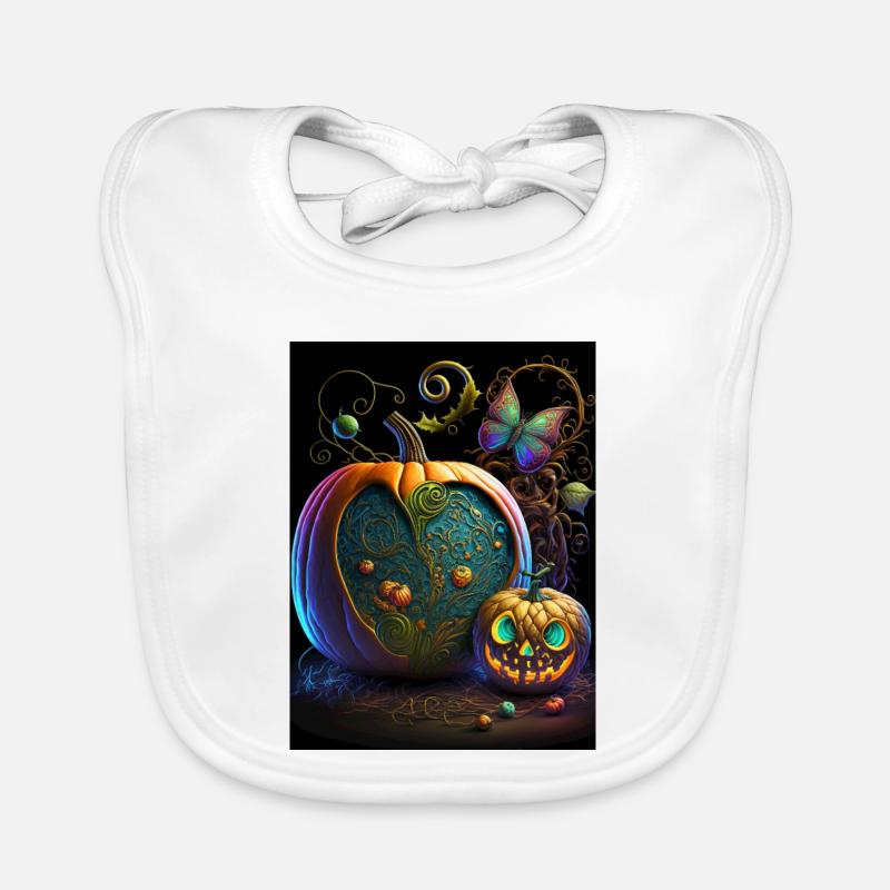 Bright Halloween pumpkins with pattern Organic Baby Bibs