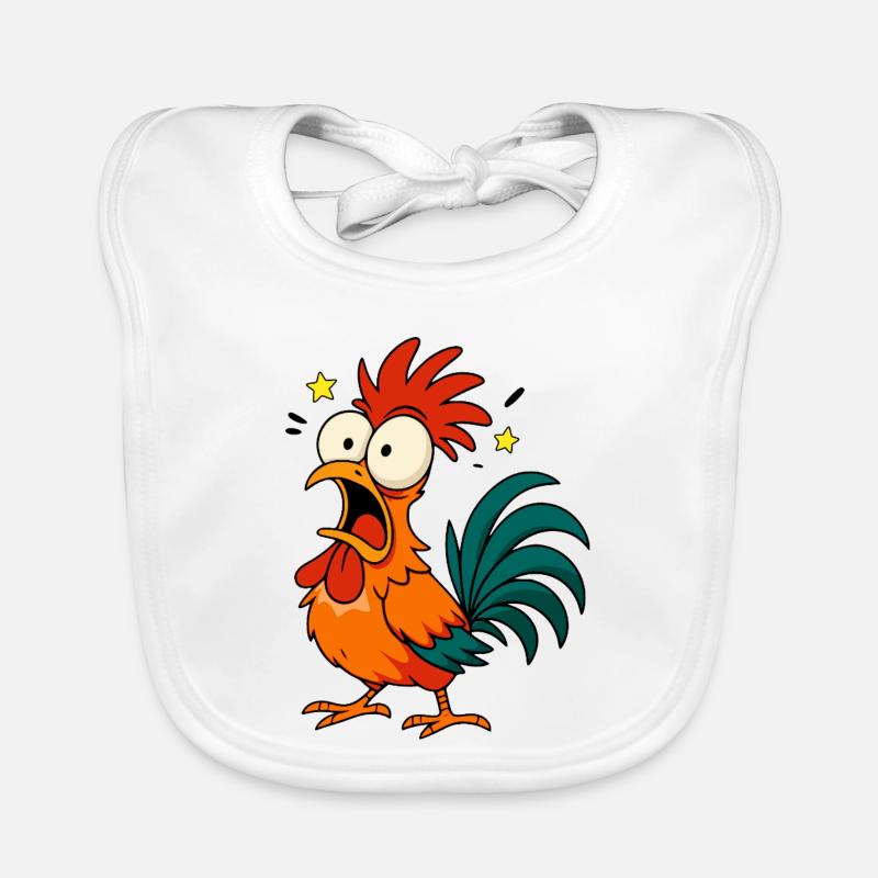 Crazy Rooster - Conception de mèmes de dessin animé de poulet drôle Bavoir bio Bébé