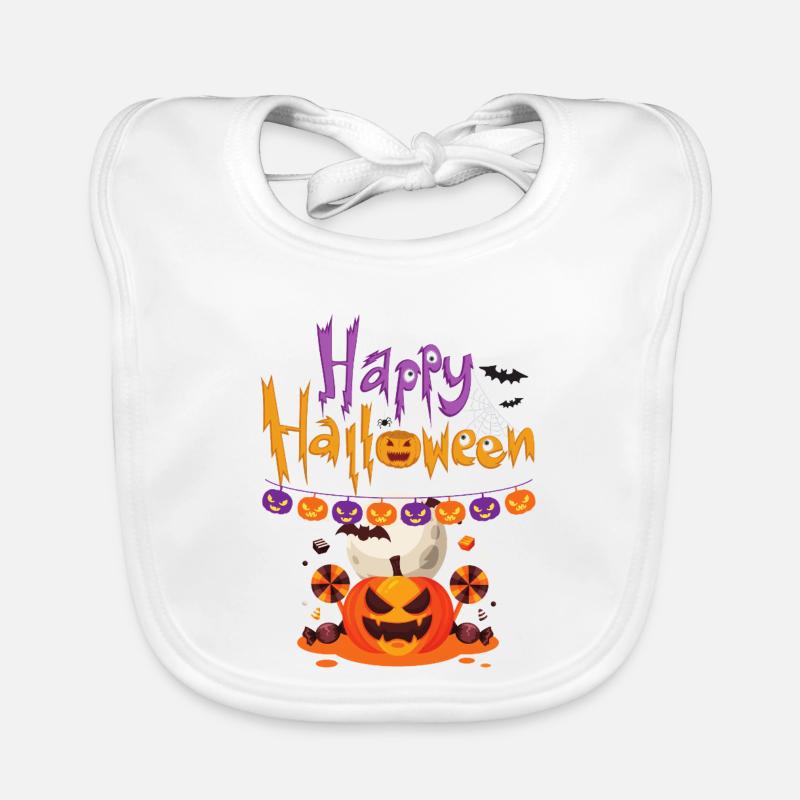 Happy Halloween Pumpkin Fun Organic Baby Bibs