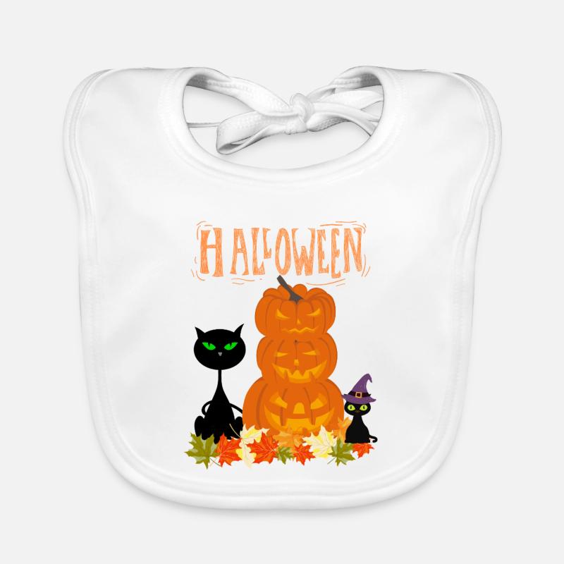 Halloween Pile Citrouilles Chat Bavoir bio Bébé