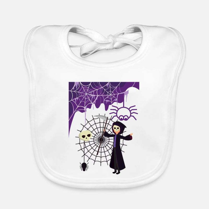 Grim Reaper in the spider's web Organic Baby Bibs