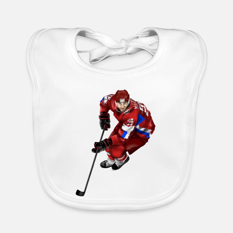 Roter Eishockeykämpfer Organic Baby Bibs