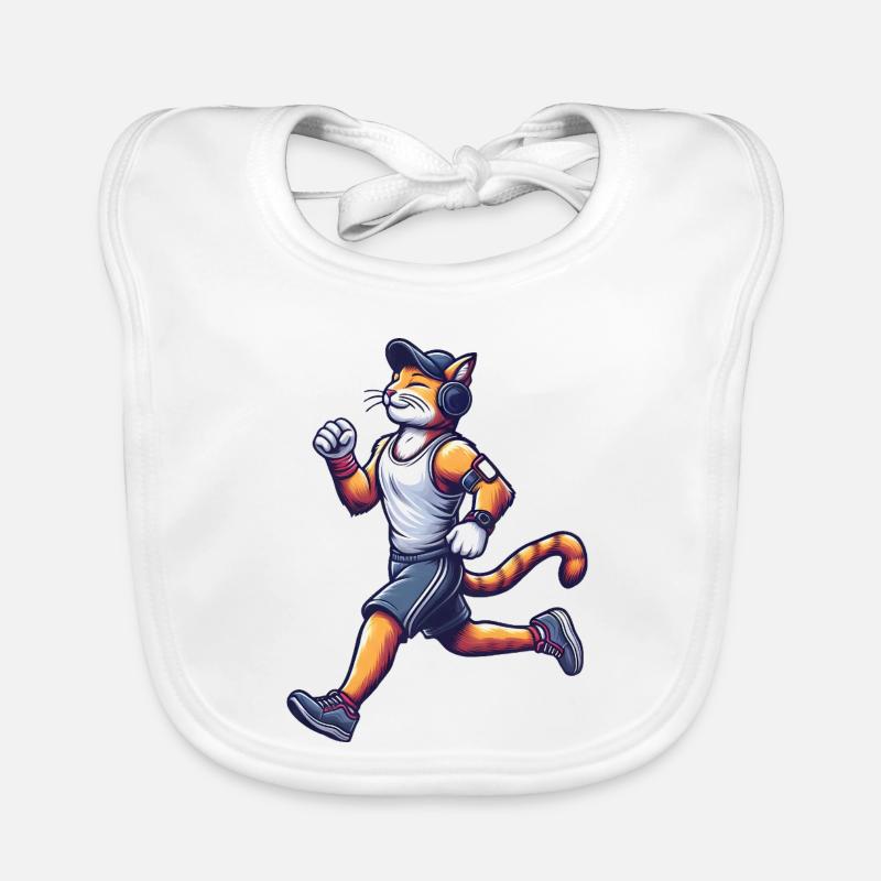 Chat mignon course marathon sport jogging sprint Bavoir bio Bébé