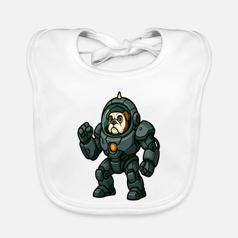 Bulldog Pilot in Heavy Mech Space Armor Organic Baby Bibs