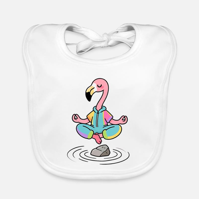 Flamingo Zen in meditation position Organic Baby Bibs