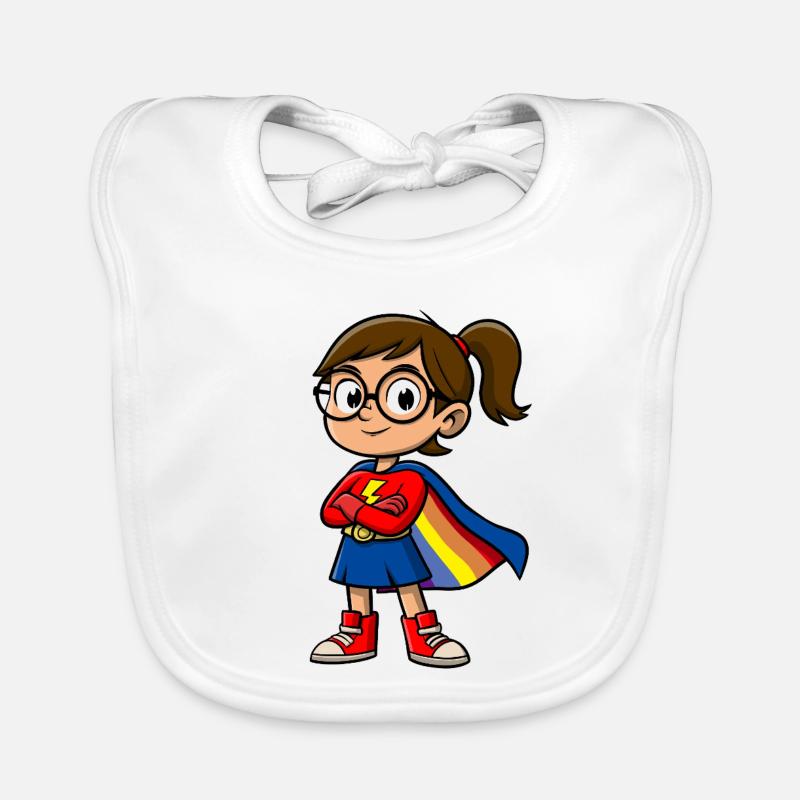 Kleine Superheldin mit Brille Baby Bio-Lätzchen