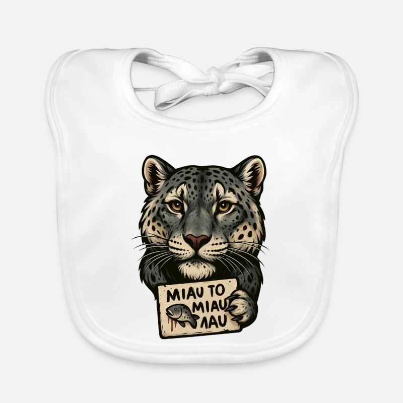 Leopard with Shield Meow Sign Organic Baby Bibs