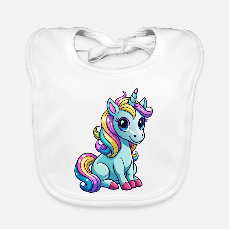 Sitzendes Einhorn Baby Bio-Lätzchen