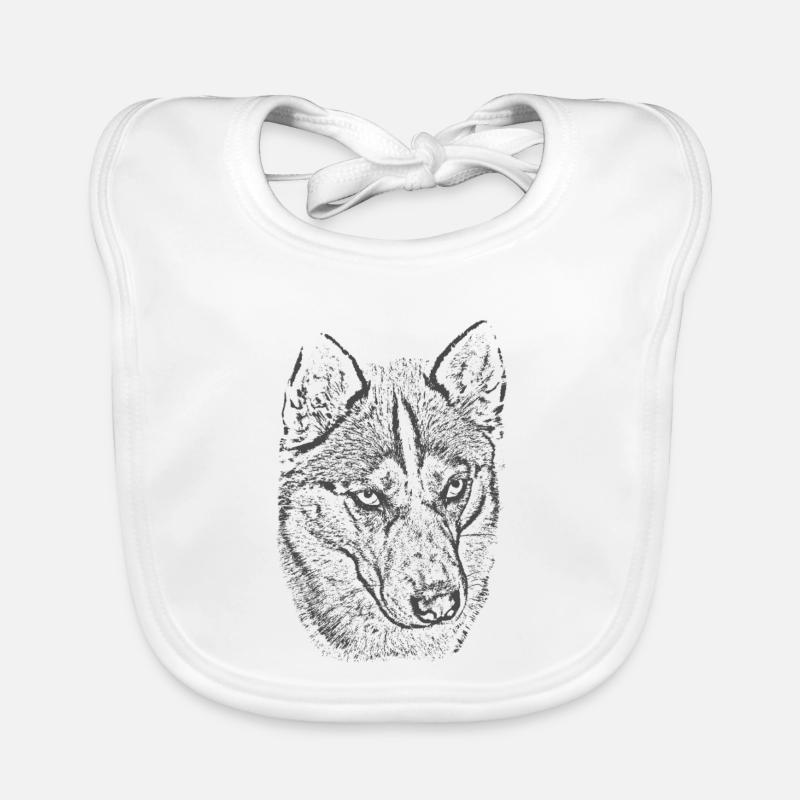 Wolfsblick Graustufen Illustration Baby Bio-Lätzchen