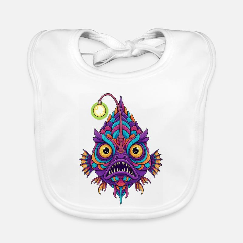 Colorful Lantern Fish Mandala Organic Baby Bibs