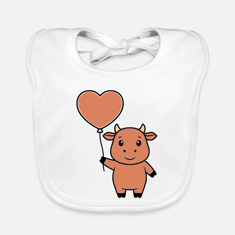 Cute Cow Heart Balloon Love Vector Organic Baby Bibs