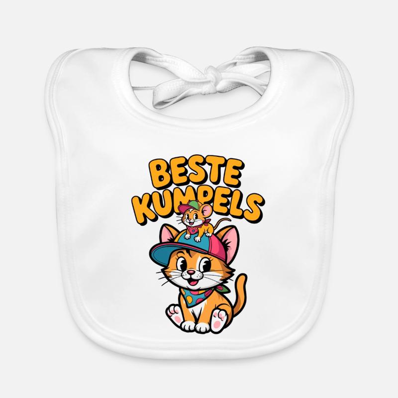 Cute cat and mouse as best friends Organic Baby Bibs