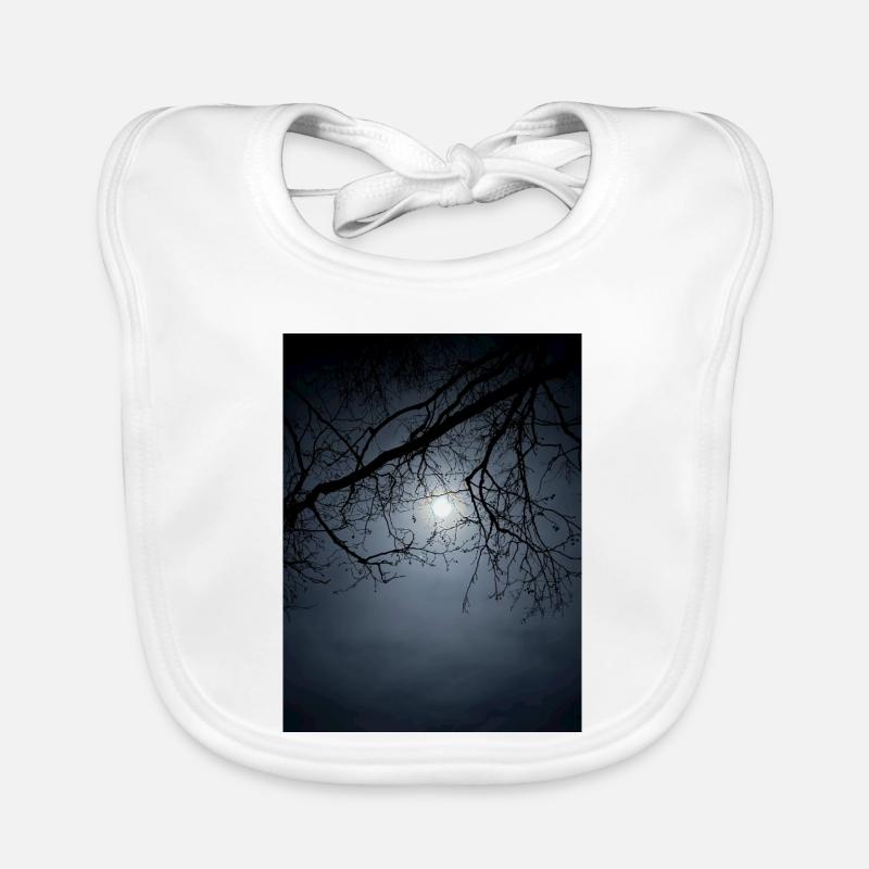 Moonlight silhouette with branches Organic Baby Bibs