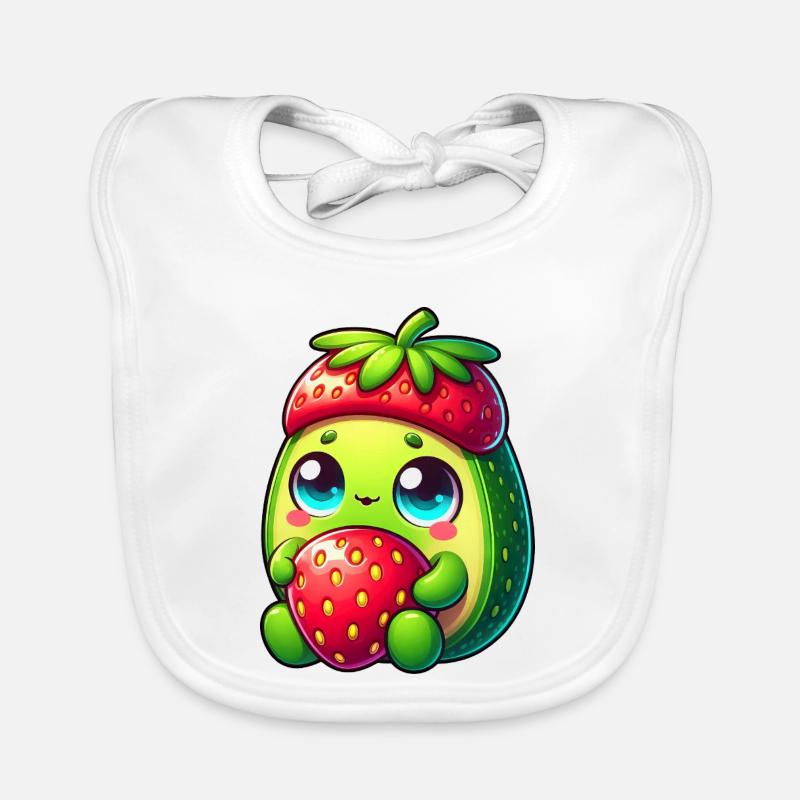 Avocado Strawberry Cartoon Fruit Funny Organic Baby Bibs