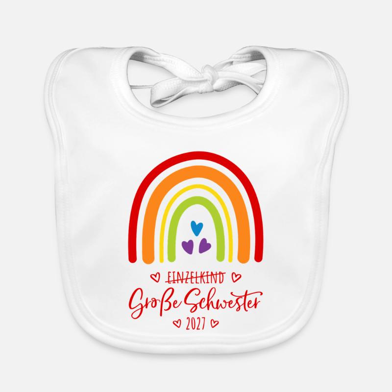 Große Schwester 2027 Boho Regenbogen Baby Bio-Lätzchen