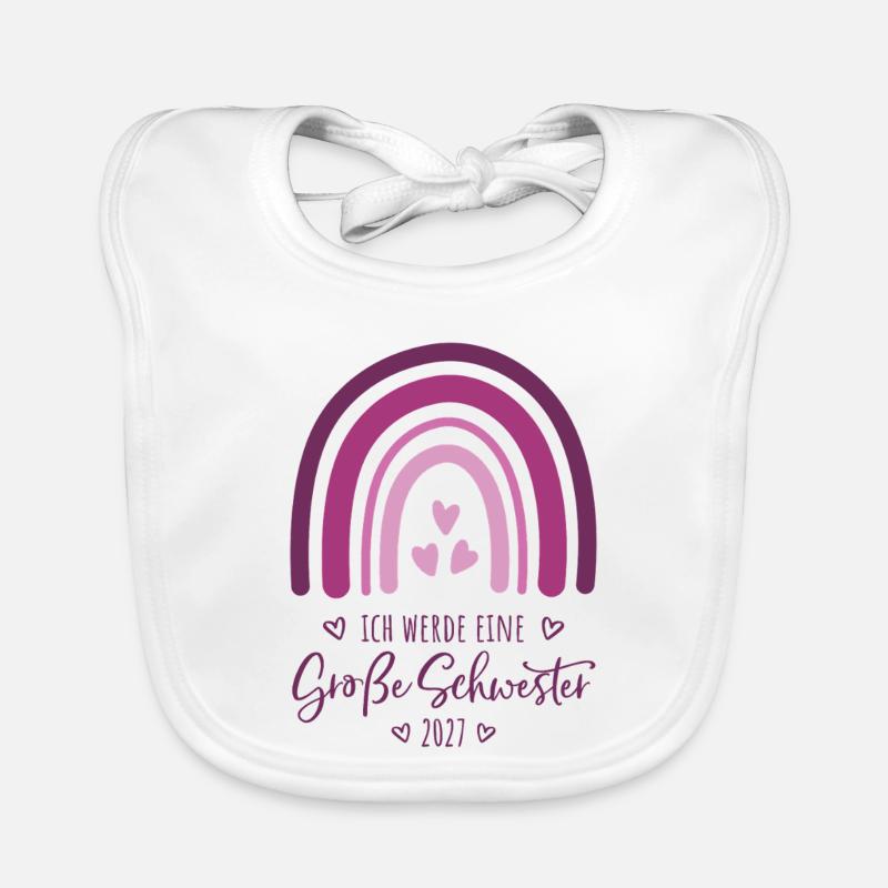 Ich werde eine Große Schwester 2027 Regenbogen Baby Bio-Lätzchen
