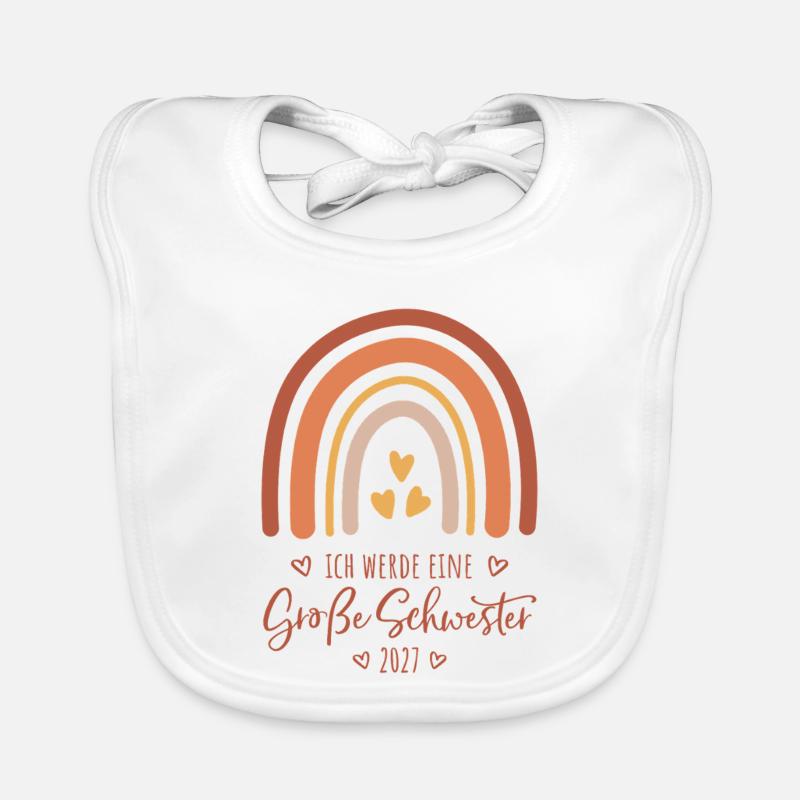 Ich werde eine Große Schwester 2027 Regenbogen Baby Bio-Lätzchen