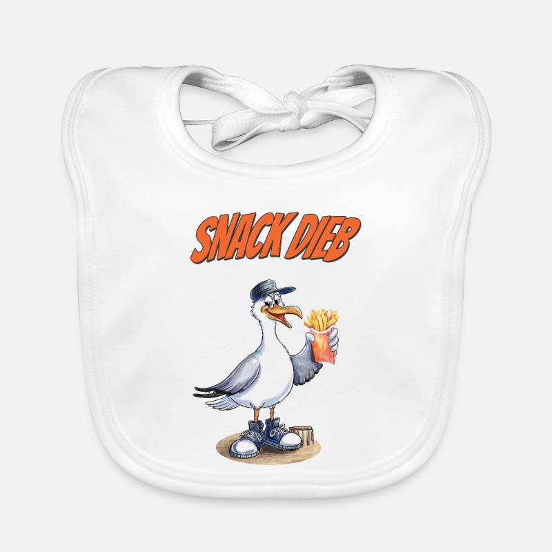 Snack Dieb Möwe Lustiger Pommes Spruch Baby Bio-Lätzchen