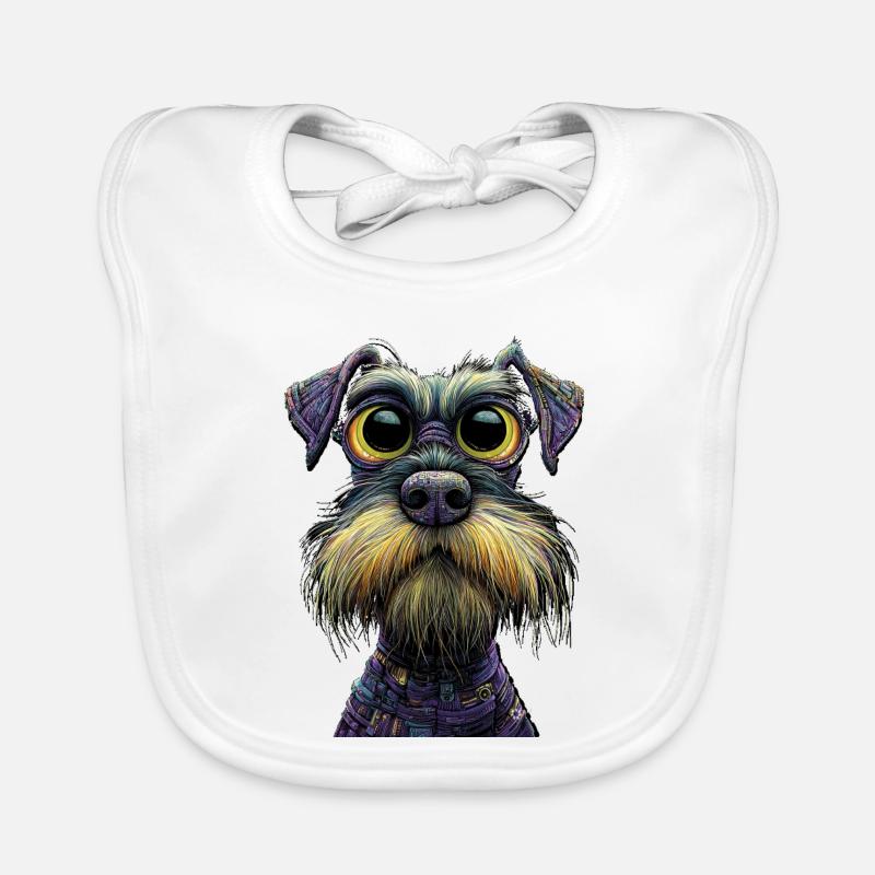 Schnauzer - Organic Baby Bibs - white