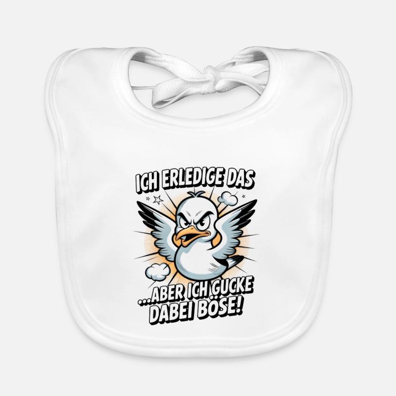 Ich erledige das  Möwe Witziger Vogel Baby Bio-Lätzchen