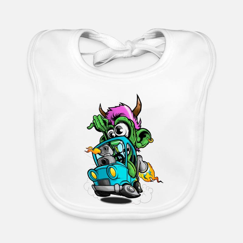 Flaming Monster Roadster Baby Bio-Lätzchen
