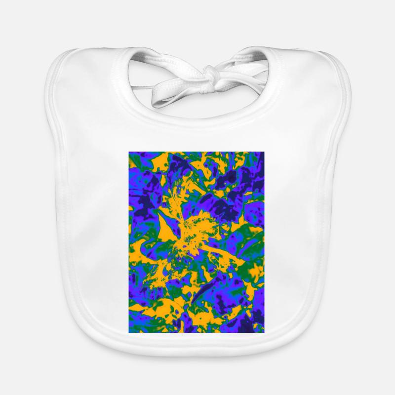 Neon Psychedelic Floral Burst - Baby Bio-Lätzchen - Weiß