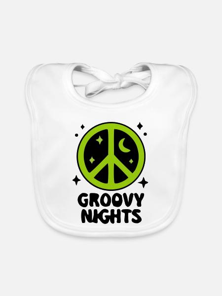 Groovy Peace Zeichen Logo - Baby Bio-Lätzchen - Weiß - Vorne