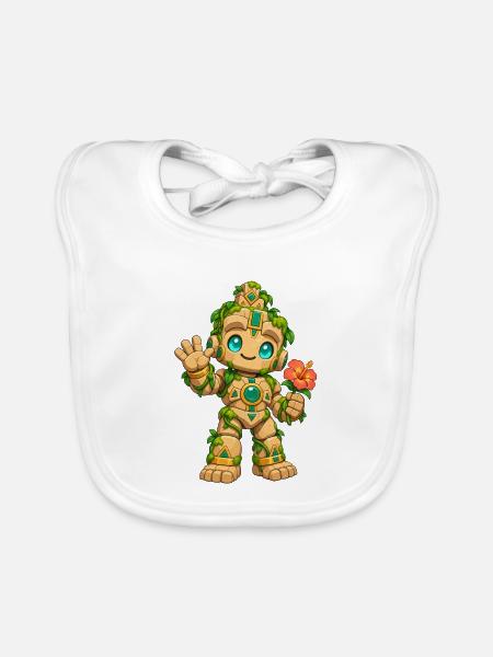 Dschungel-Golem Hibiskus - Baby Bio-Lätzchen - Weiß - Vorne