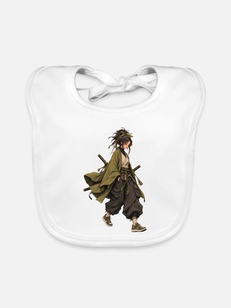 Moderne Samurai Kriegerin Anime Streetwear Katana - Baby Bio-Lätzchen - Weiß - Vorne