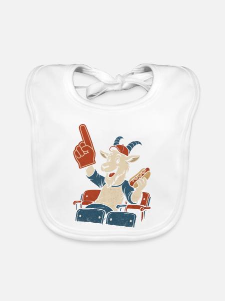 Baseball Fan Ziege Schaumstofffinger Tribüne - Baby Bio-Lätzchen - Weiß - Vorne