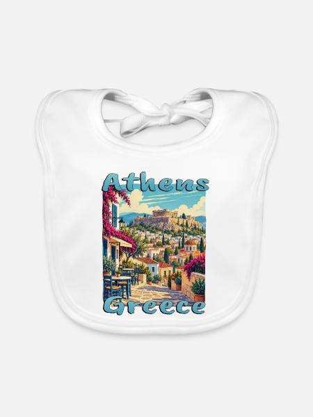 Griechenland Urlaub Athen Akropolis Mittelmeer - Baby Bio-Lätzchen - Weiß - Vorne