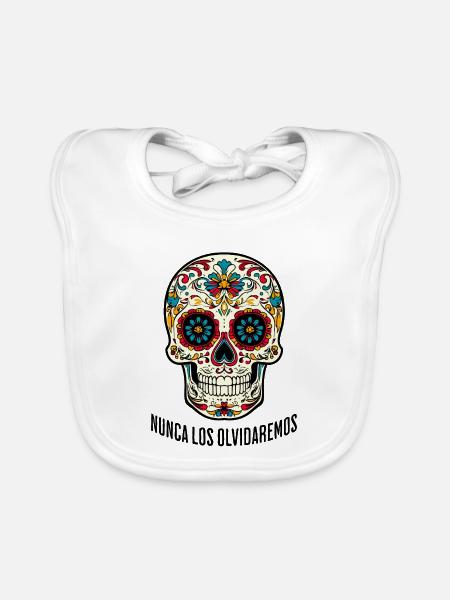 Día de los Muertos – Nunca Los Olvidaremos - Baby Bio-Lätzchen - Weiß - Vorne