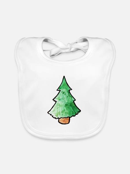Aquarell-Kiefernbaum-Weihnachtstee - Baby Bio-Lätzchen - Weiß - Vorne