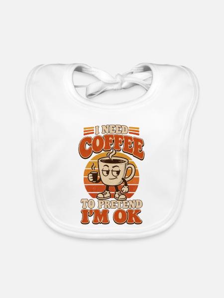 Vintage-Kaffee braucht Kaffee - Baby Bio-Lätzchen - Weiß - Vorne