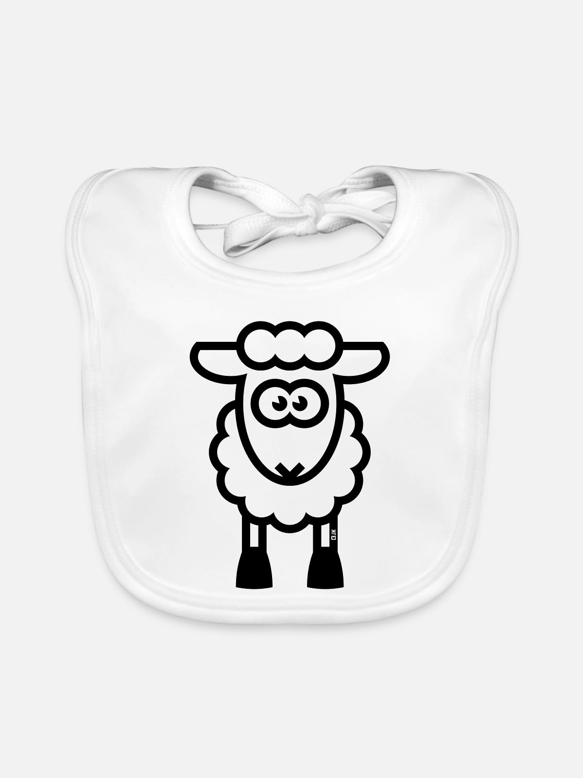 Schaf / Schäfchen / Lamm / Lämmchen / White (POS) - Baby Bio-Lätzchen - Weiß - Vorne