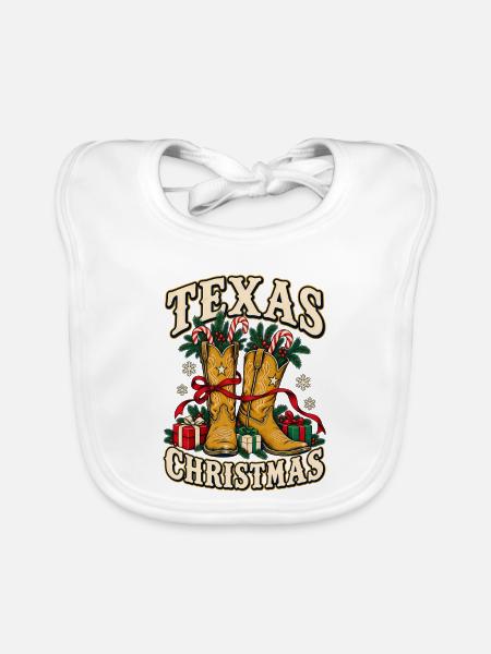 Texas Weihnachtsstiefel Motiv - Baby Bio-Lätzchen - Weiß - Vorne