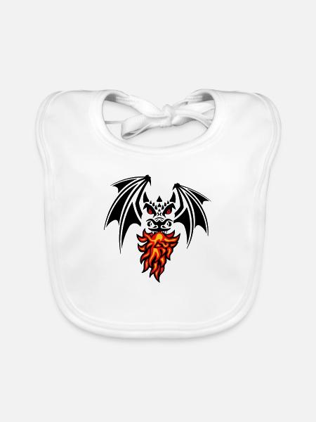 asymmetric black dragon - Baby Bio-Lätzchen - Weiß - Vorne