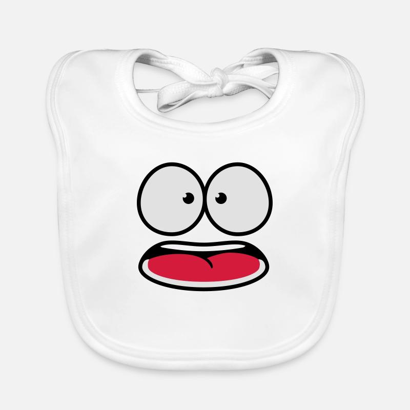 Frightened Insecure Looking Cartoon Face Organic Baby Bibs