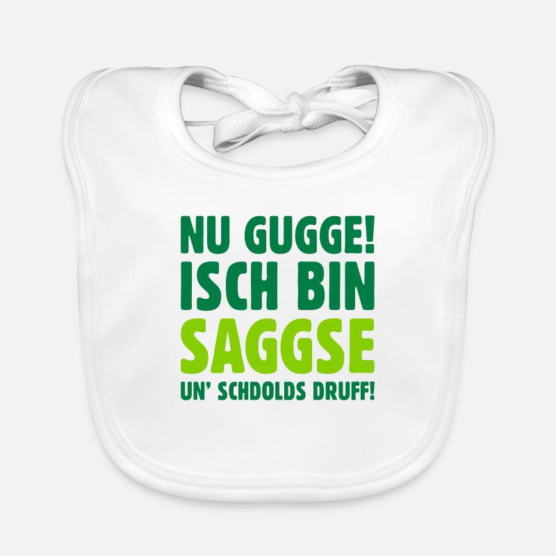 Nu gugge! Isch bin Saggse un’ schdolds druff! Baby Bio-Lätzchen