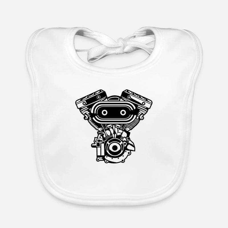Motorcycle Engine / Engine 02_black Organic Baby Bibs
